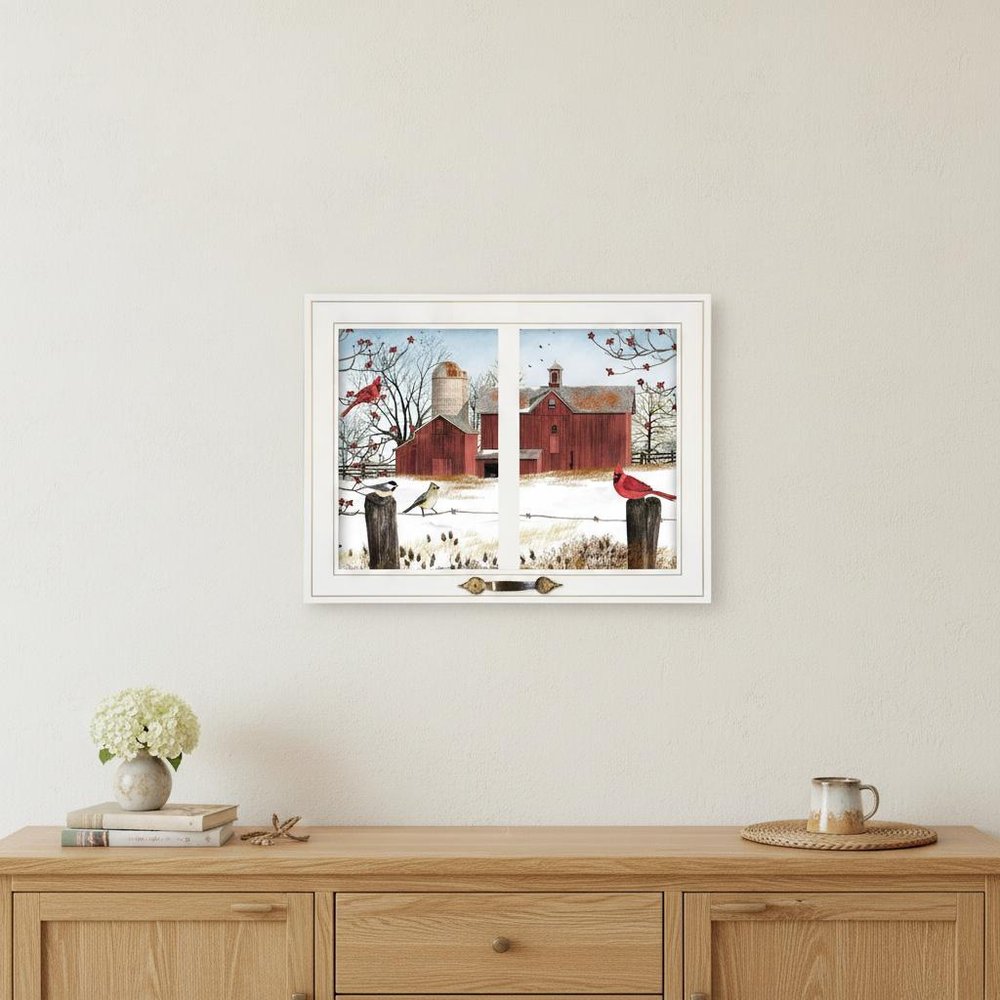 Winter Friends 5 White Framed Print Wall Art