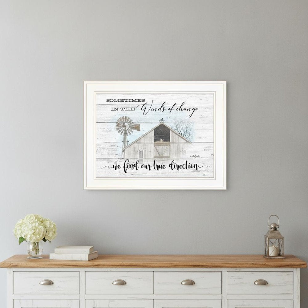 Winds Of Change Windmill on the Farm White Framed Print Wall Art