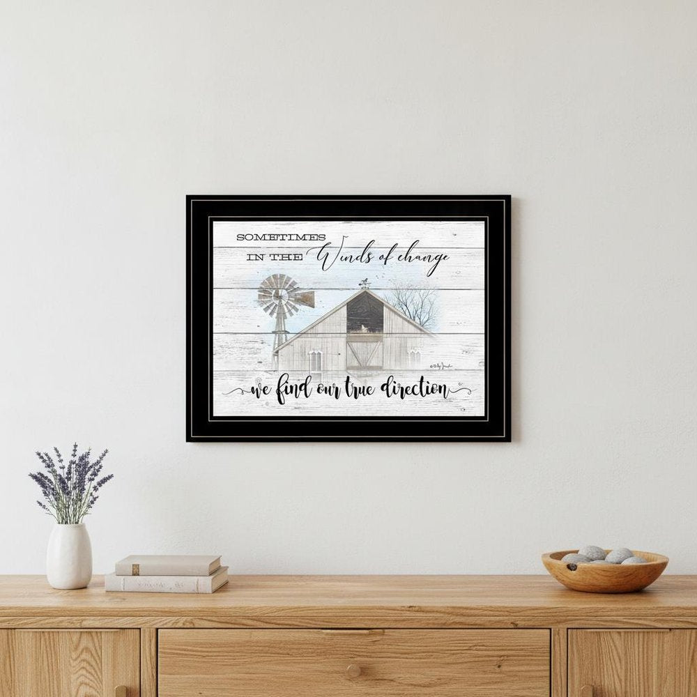 Winds Of Change Windmill on the Farm Black Framed Print Wall Art