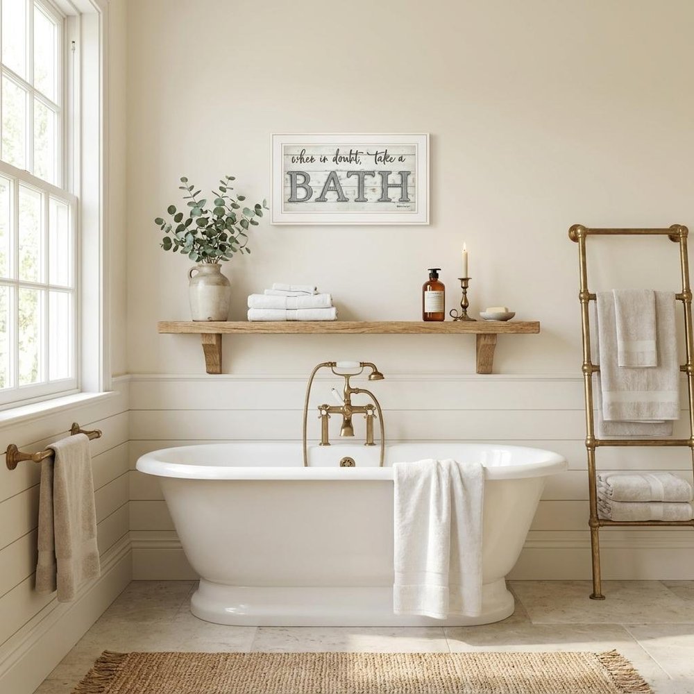 When in Doubt Take a Bath 2 White Framed Print Bathroom Wall Art