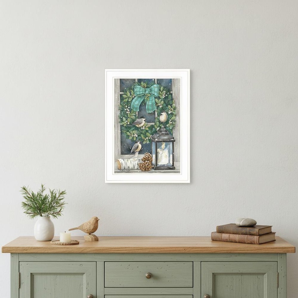 Winter Wreath 1 White Framed Print Wall Art