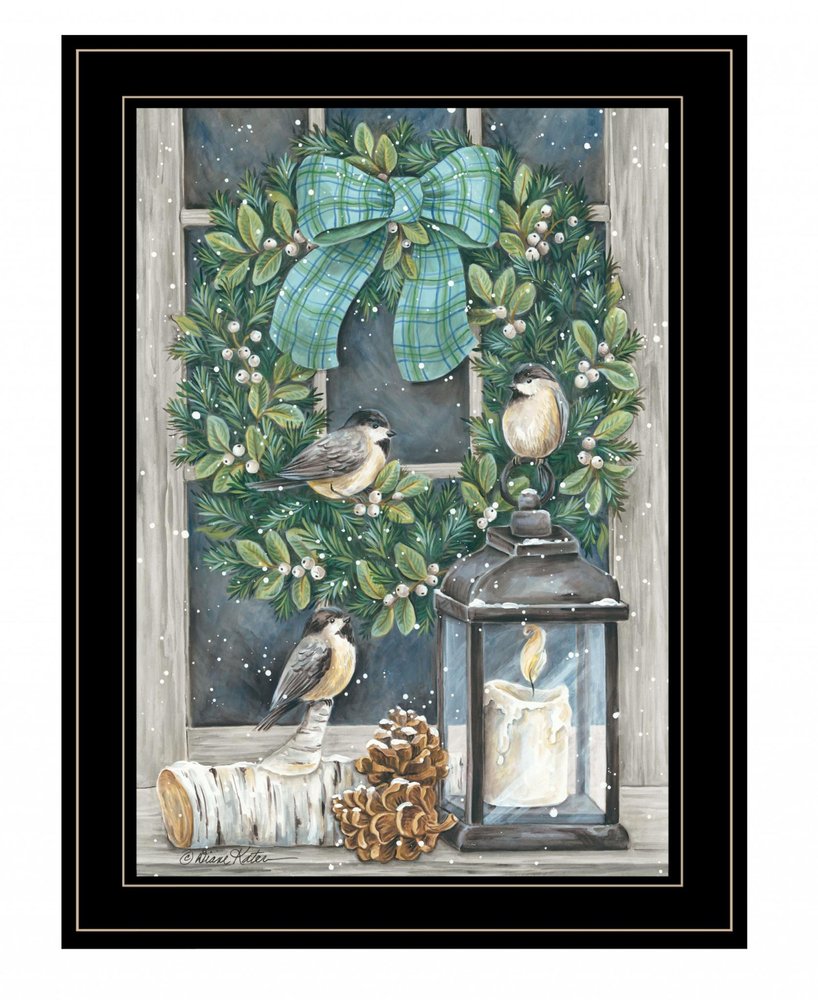 Winter Wreath 2 Black Framed Wall Art
