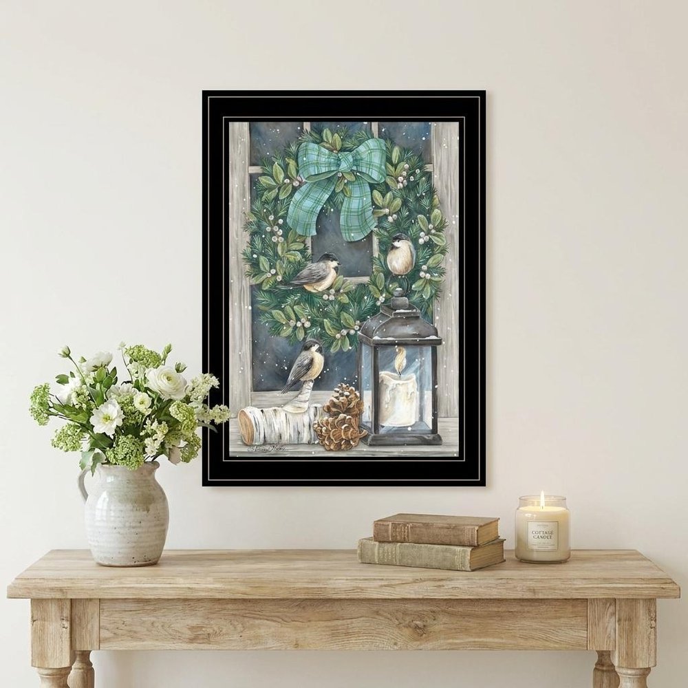 Winter Wreath 2 Black Framed Wall Art