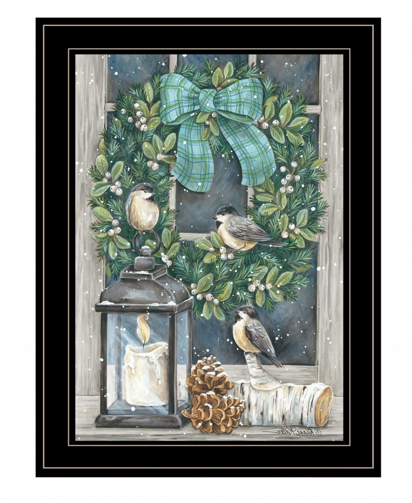 Winter Wreath 2 Black Framed Wall Art