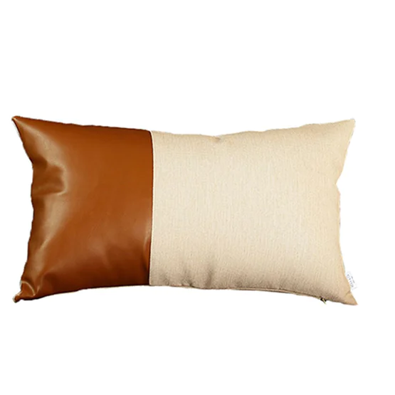 Vegan Faux Leather Detailed Throw Pillow Set of 4