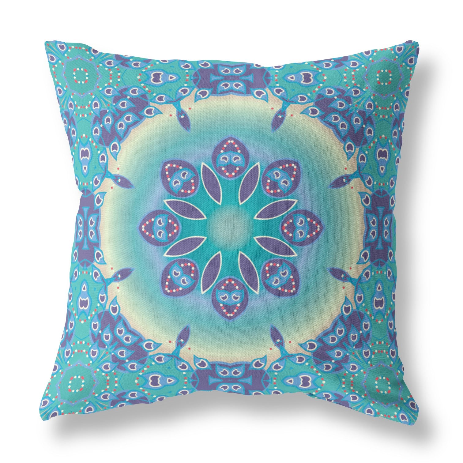18” Green Blue Jewel Indoor Outdoor Zippered Throw Pillow