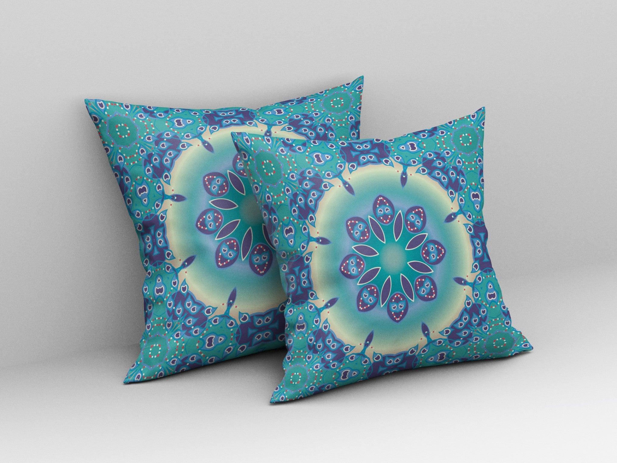 18” Green Blue Jewel Indoor Outdoor Zippered Throw Pillow
