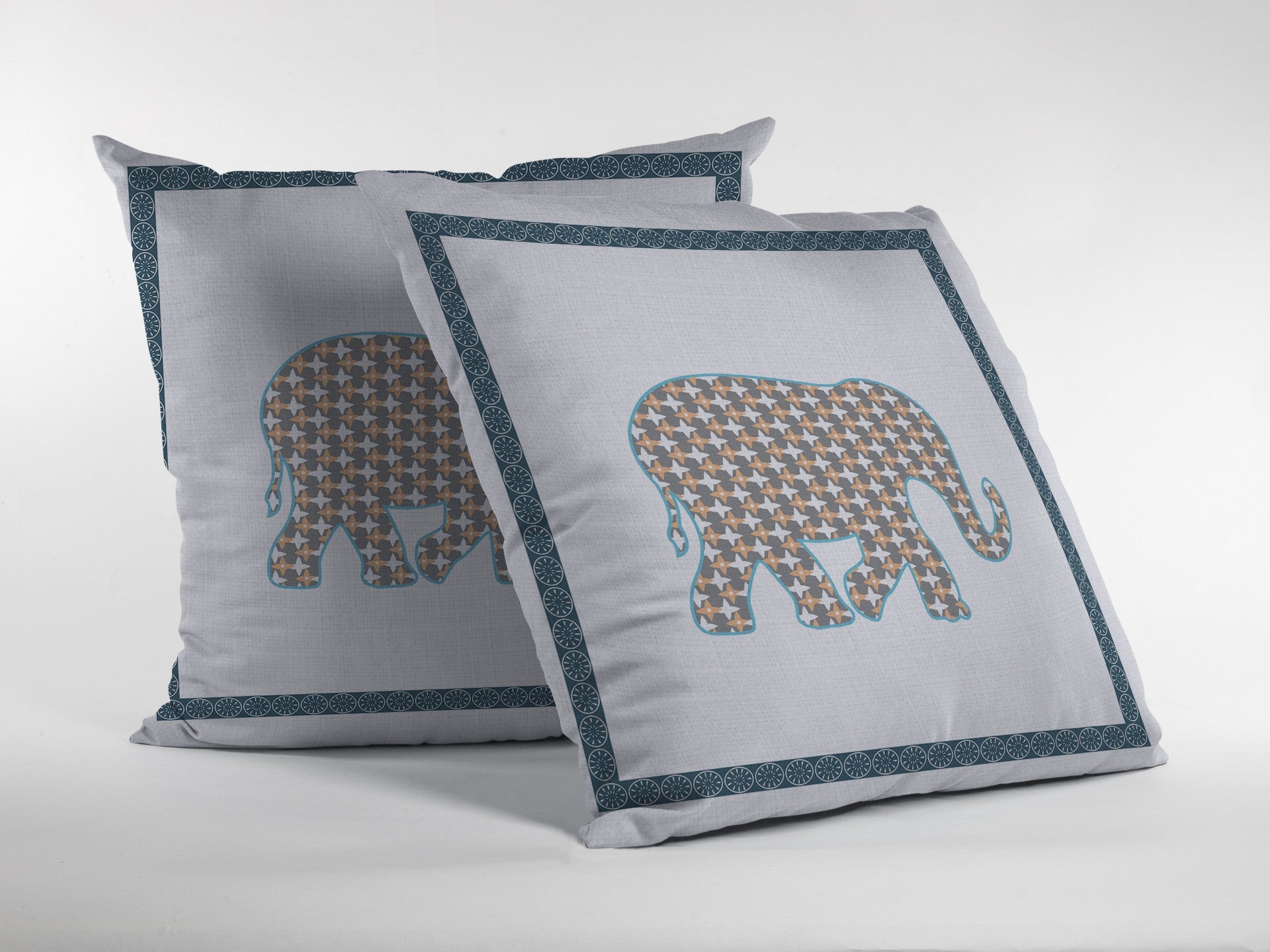 18” Gold White Elephant Indoor Outdoor Throw Pillow