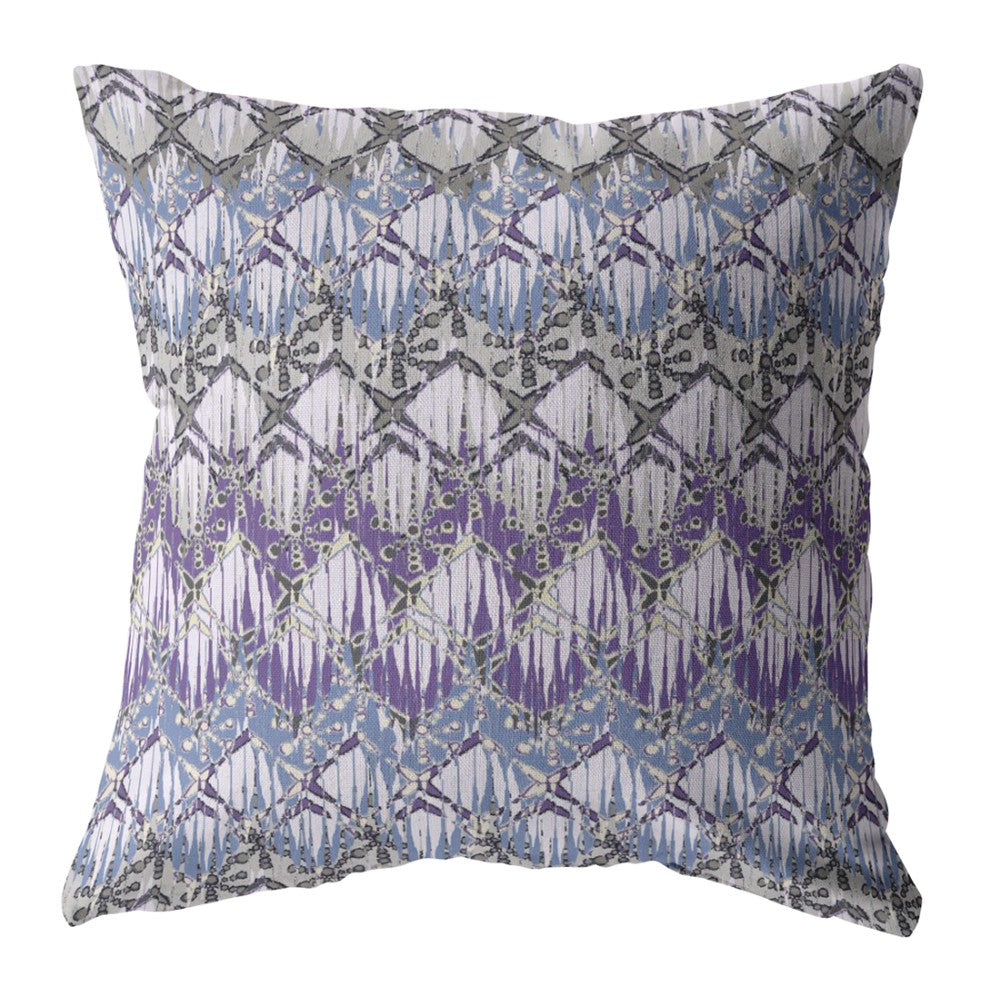 18” Purple Gray Hatch Indoor Outdoor Zippered Throw Pillow