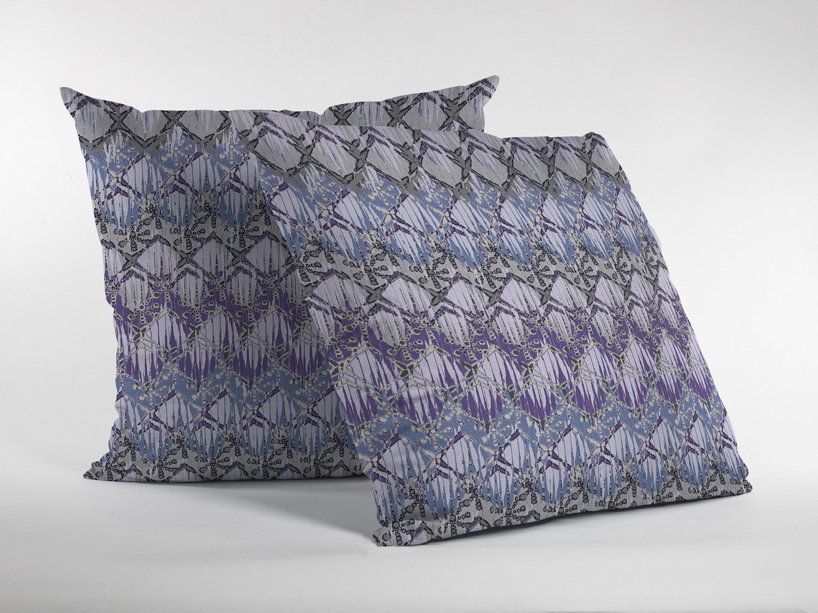 18” Purple Gray Hatch Indoor Outdoor Zippered Throw Pillow