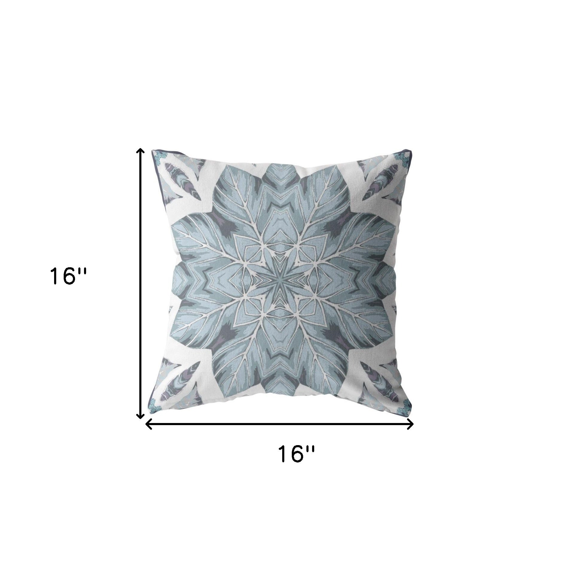 16" Blue Floral Forest Indoor Outdoor Zippered Throw Pillow