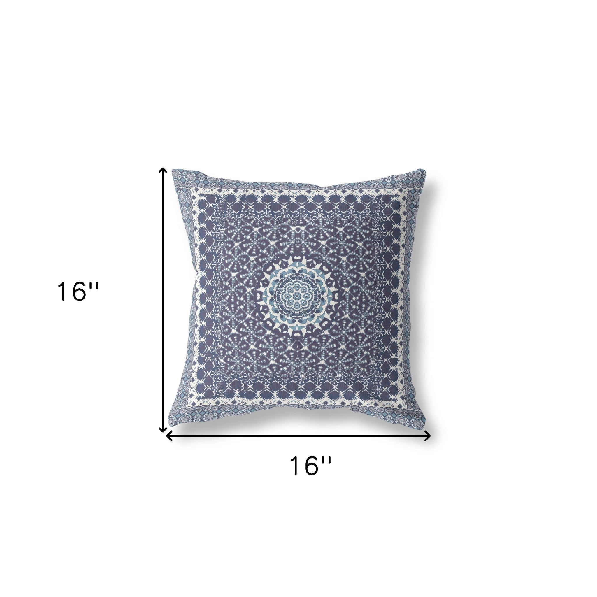 16” Slate Blue Holy Floral Indoor Outdoor Throw Pillow