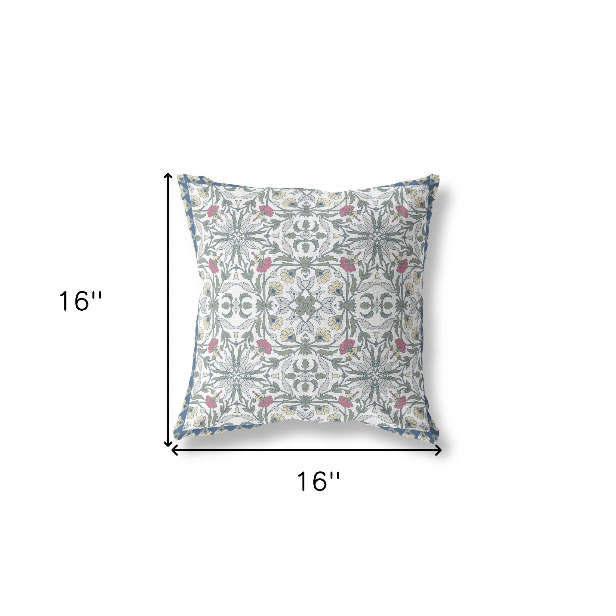 16” Pink Sage Paisley Indoor Outdoor Throw Pillow