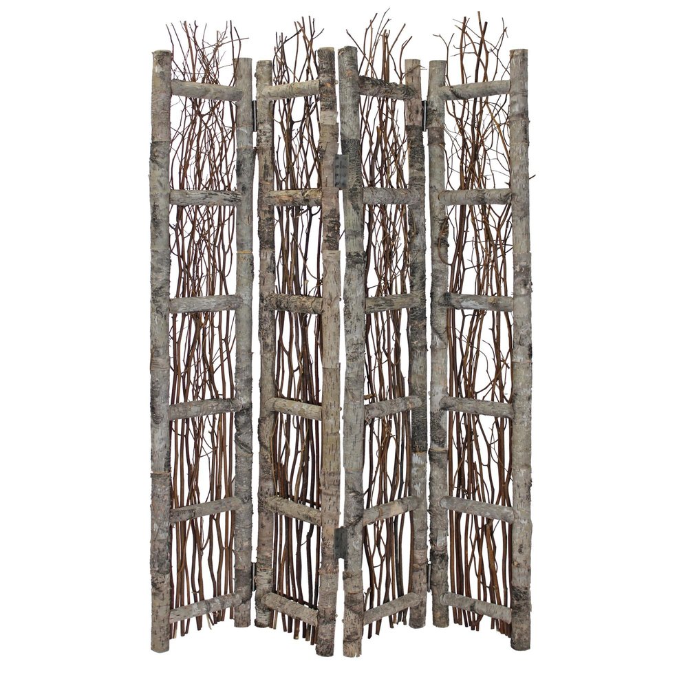 64" Brown Solid Wood Panel Screen Room Divider