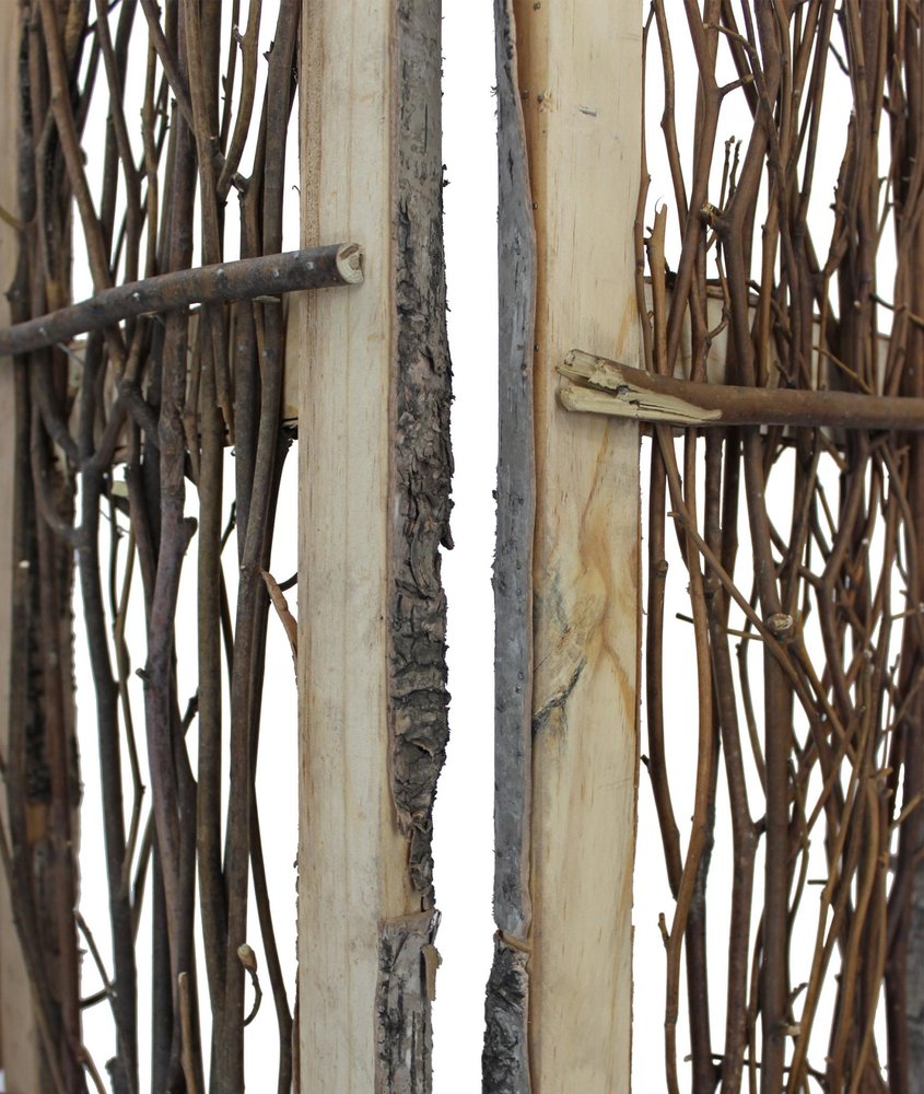 64" Brown Solid Wood Panel Screen Room Divider