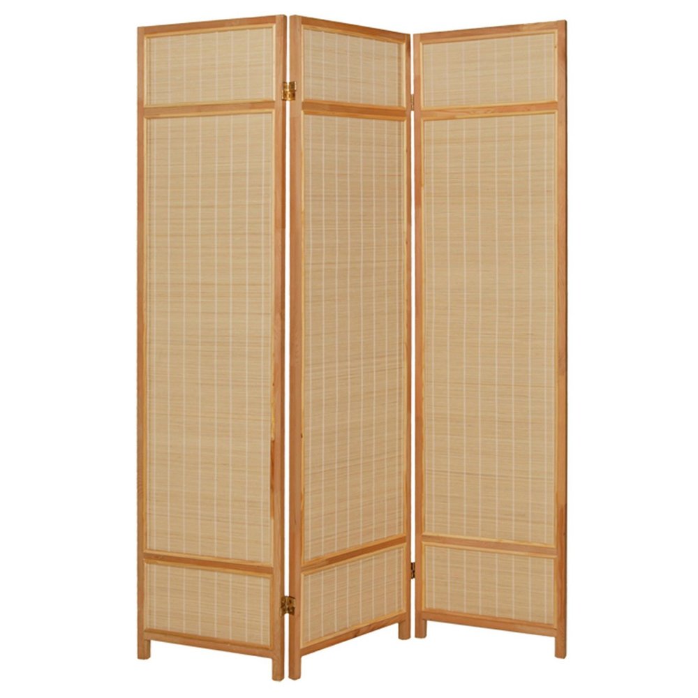 72" Brown Bamboo Panel Screen Room Divider
