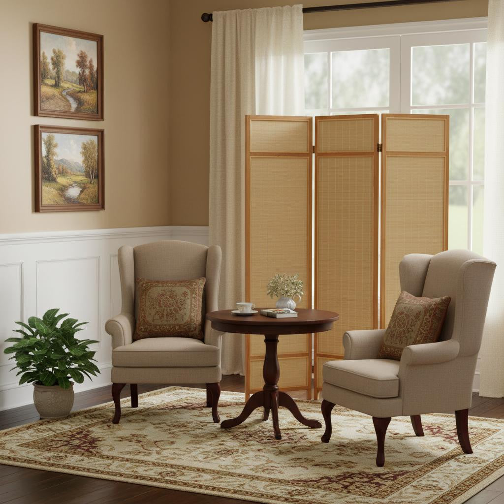 72" Brown Bamboo Panel Screen Room Divider