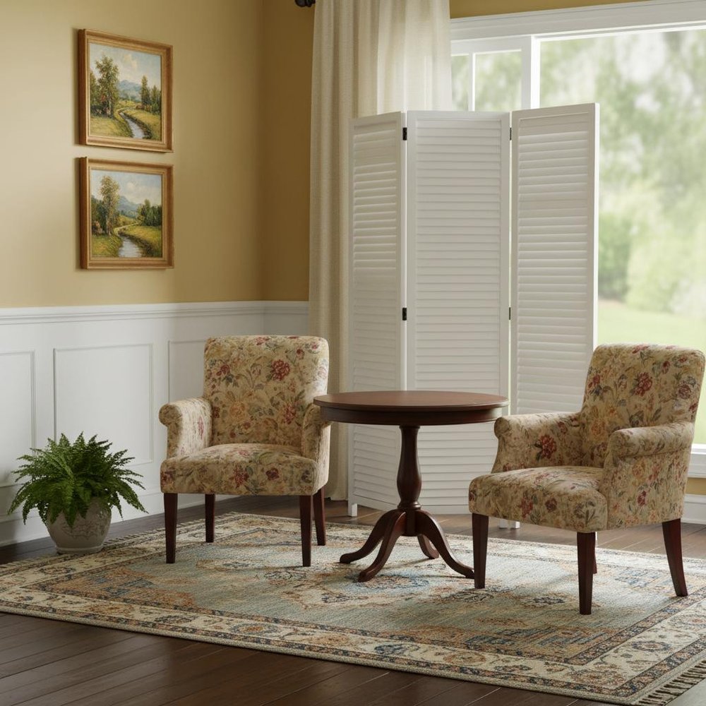 White Louvered Three Panel Room Divider Screen