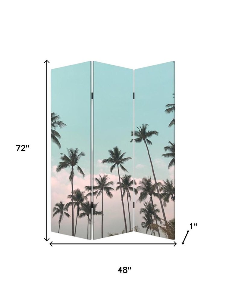Tropical Palm Trees Room Three Panel Divider Screen