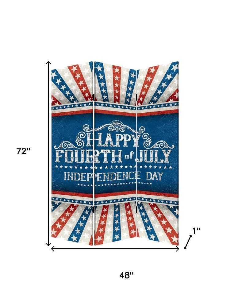 Happy 4th of July Three Panel Room Divider Screen