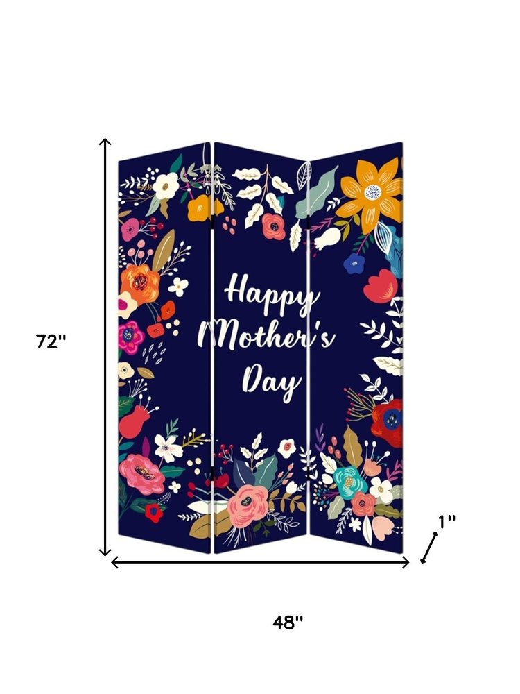 Sweet Floral Mother's Day Three Panel Room Divider Screen