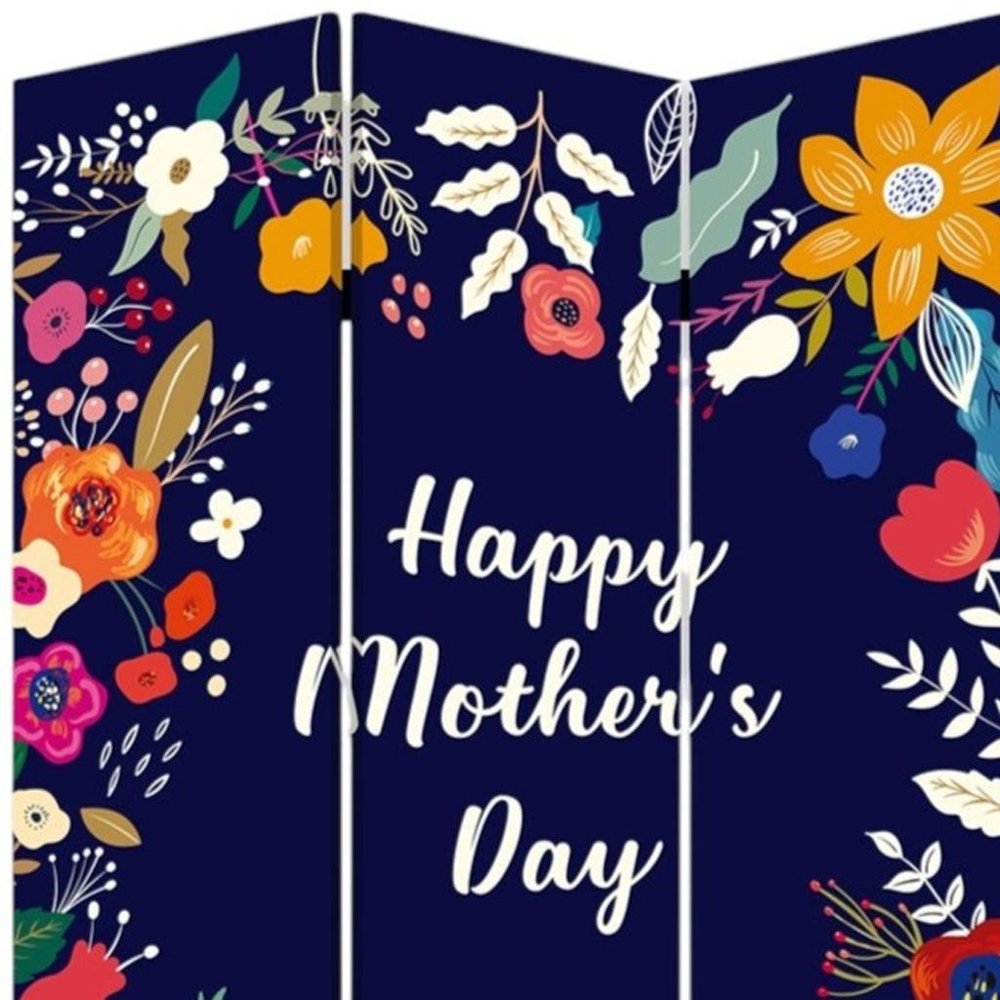 Sweet Floral Mother's Day Three Panel Room Divider Screen