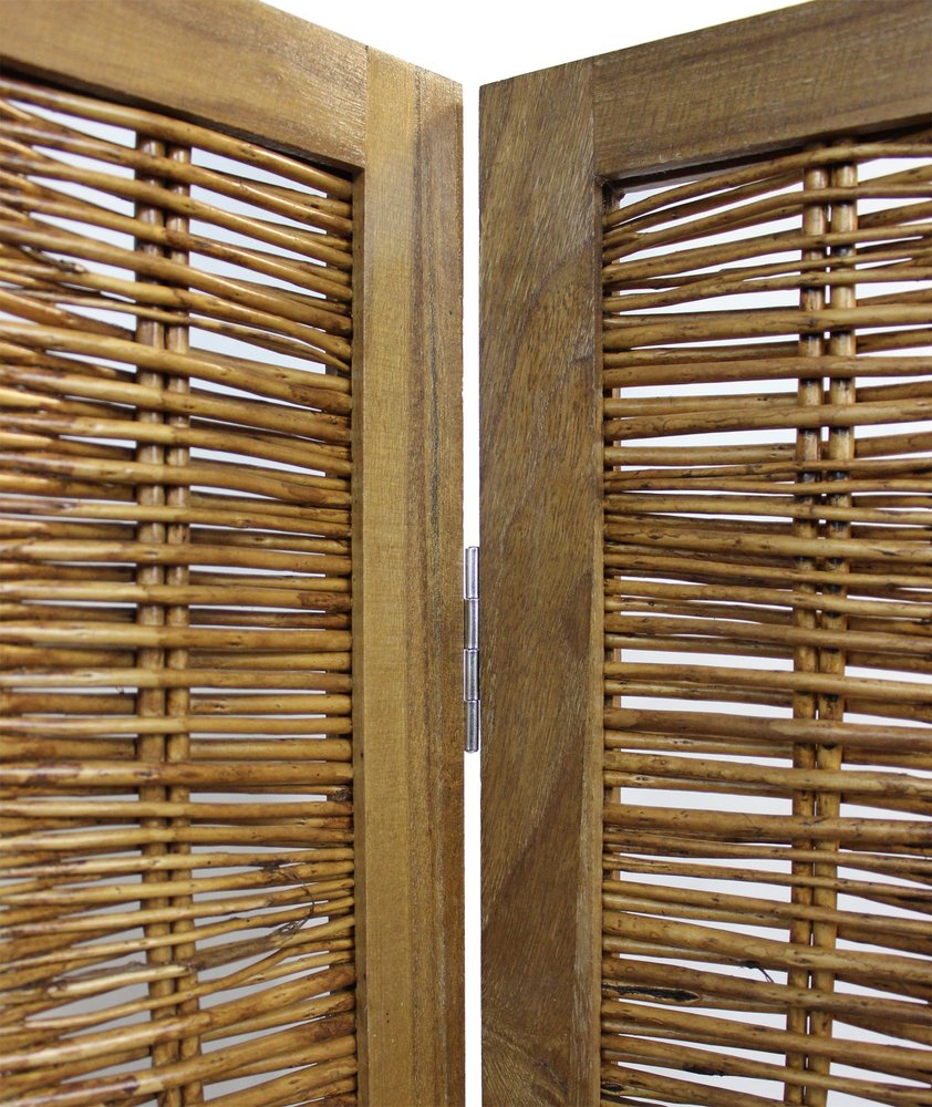 67" Brown Folding Four Panel Screen Room Divider