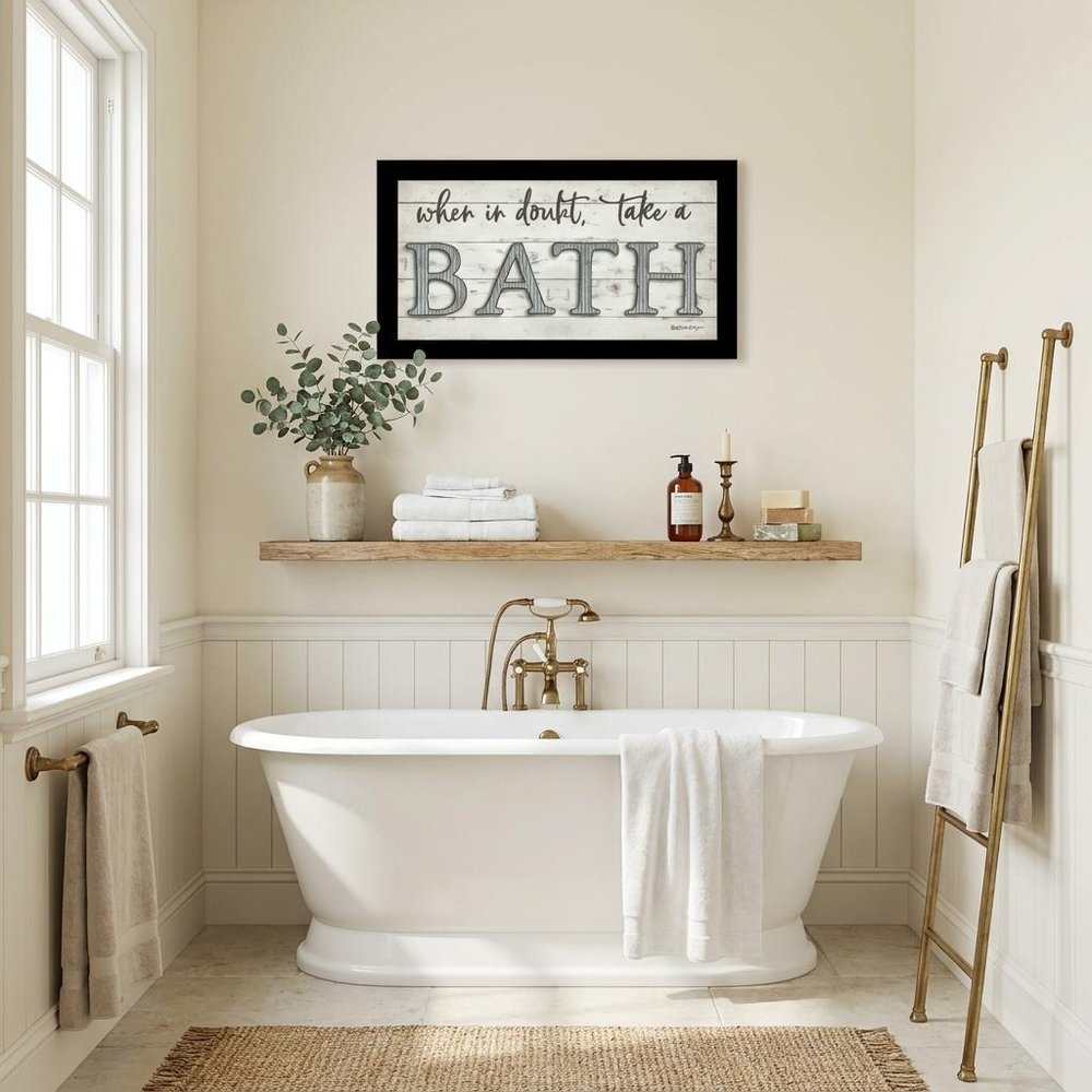 When in Doubt Take a Bath Black Framed Print Bathroom Wall Art