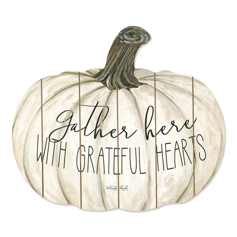 Gather Here With Grateful Hearts 15" X 17" Cream Hanging Dimensional Sculpture
