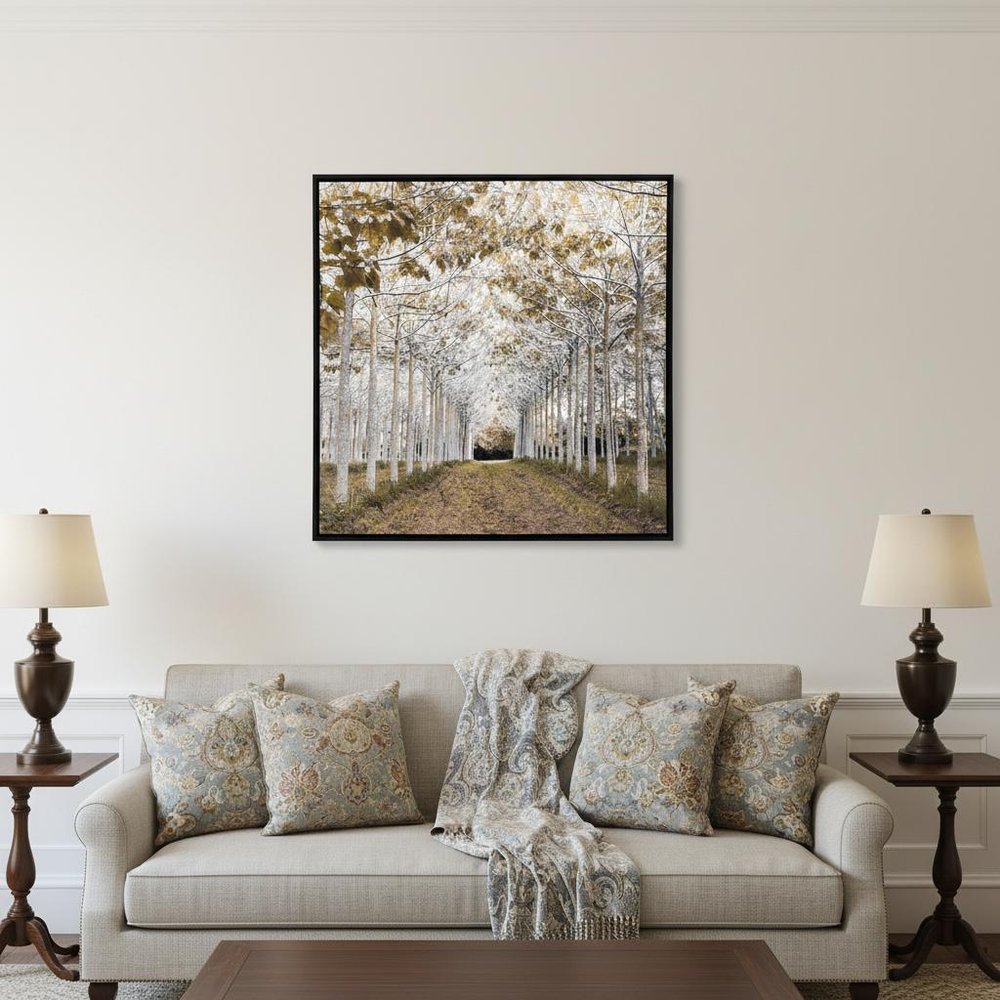 White Gold Canvas Black Floater Frame Print Wall Art