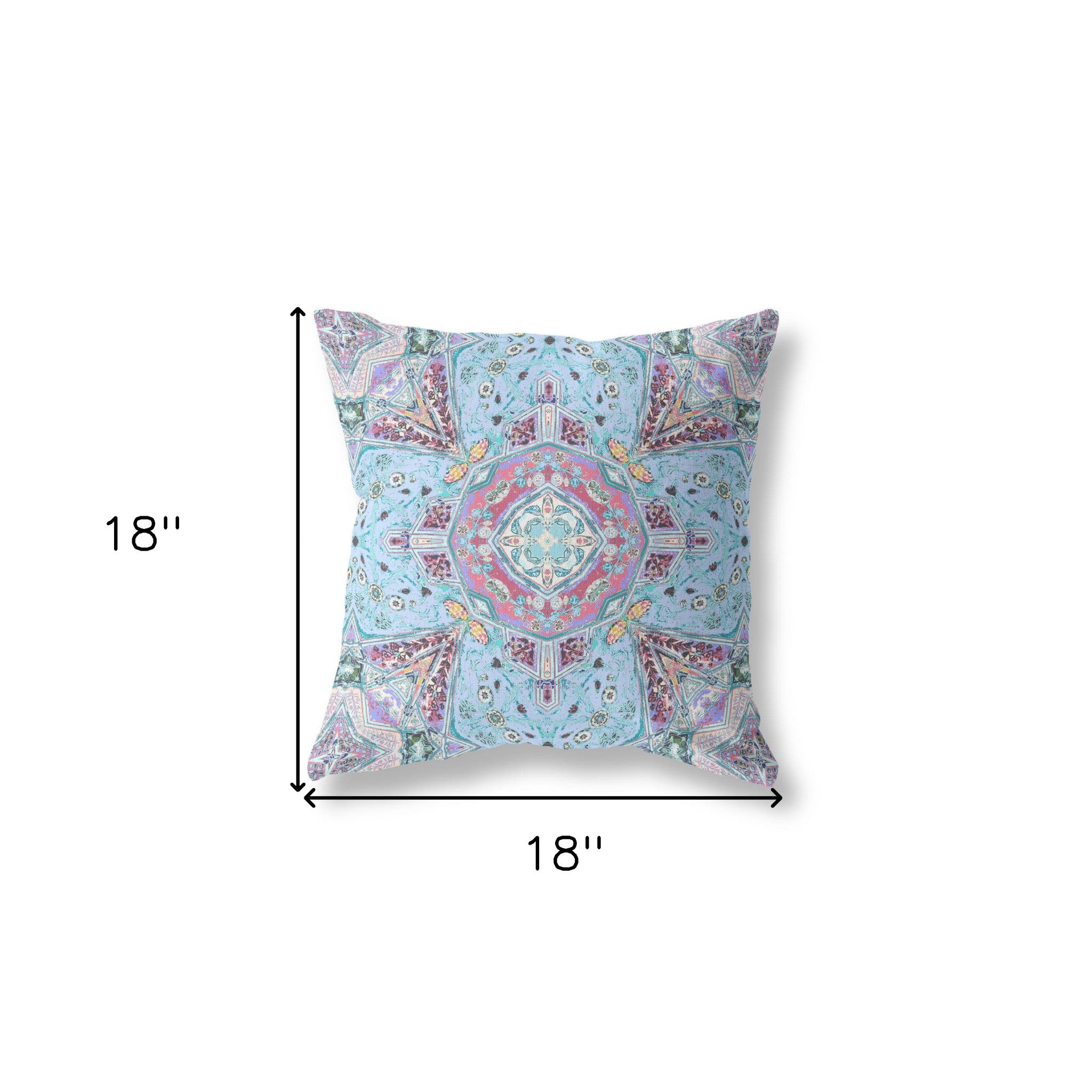 18" X 18" Magenta Zippered Geometric Indoor Outdoor Throw Pillow Cover & Insert