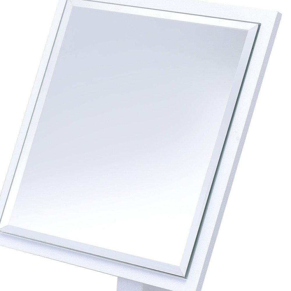 9" White Wood Square Freestanding Framed Makeup Shaving Tabletop Mirror