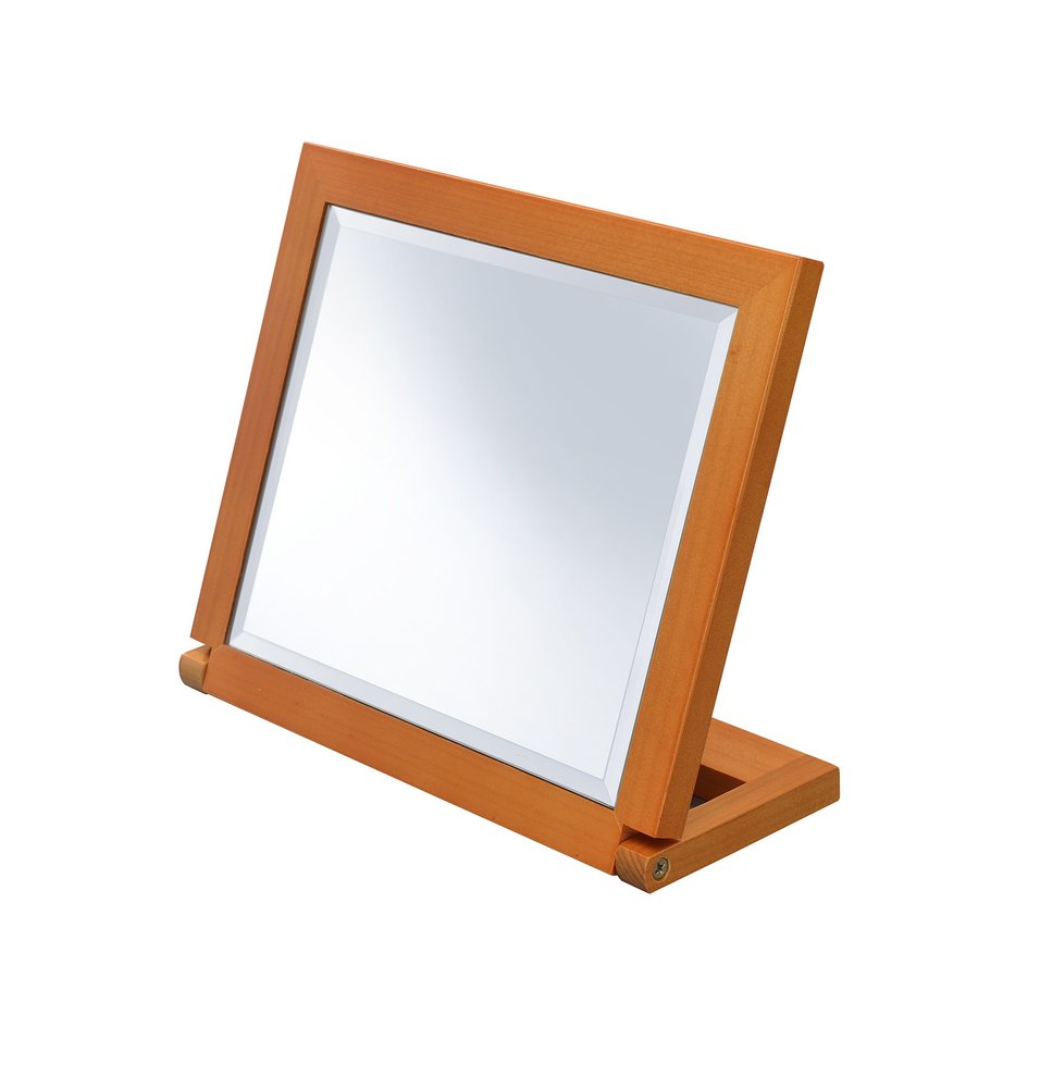 8" Brown Wood Framed Freestanding Makeup Shaving Tabletop Mirror