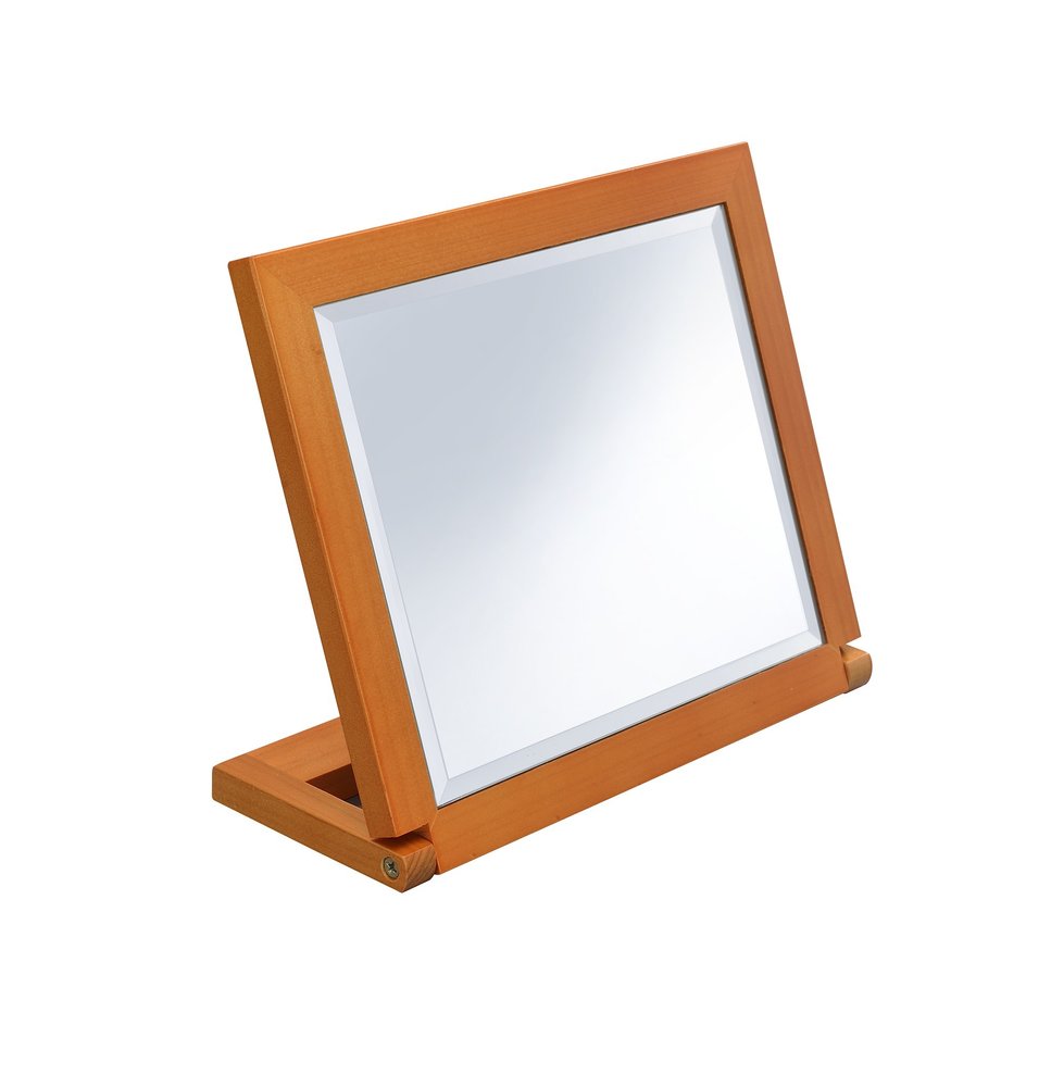 8" Brown Wood Framed Freestanding Makeup Shaving Tabletop Mirror