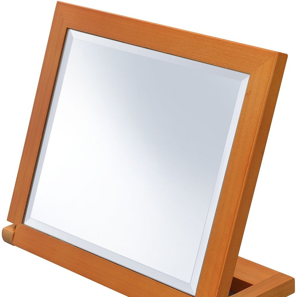 8" Brown Wood Framed Freestanding Makeup Shaving Tabletop Mirror