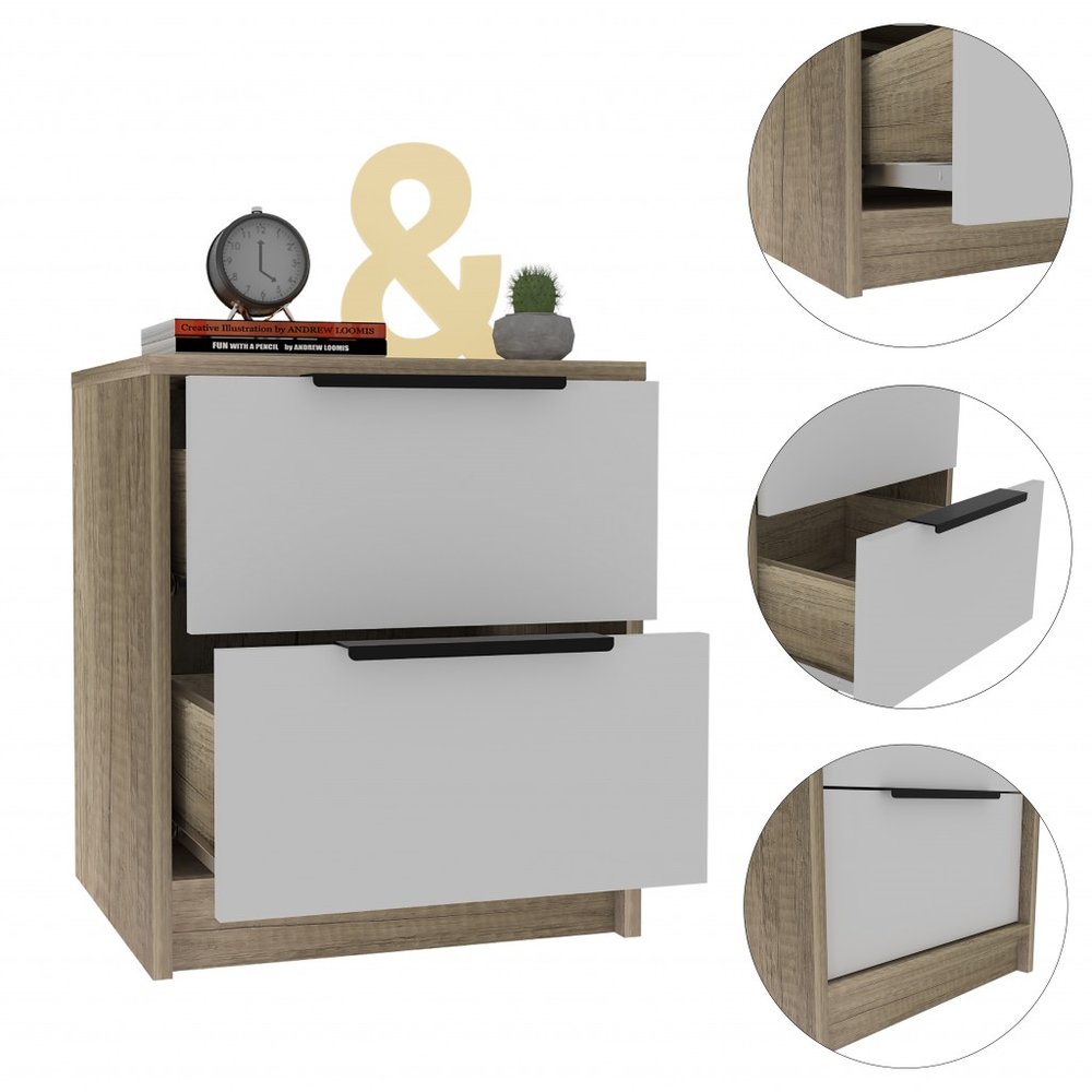 19" Wood Two Drawer Nightstand