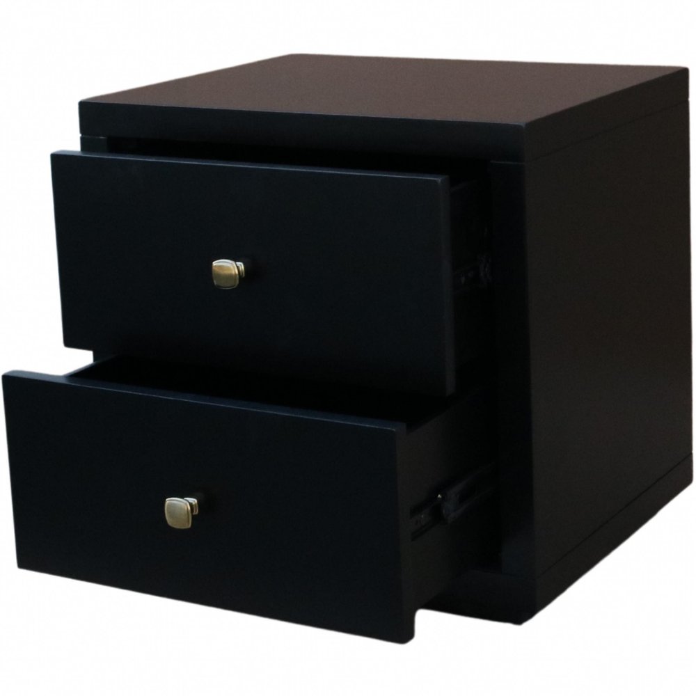 Moma Espresso Wood Platform King Bed With Two Nightstands