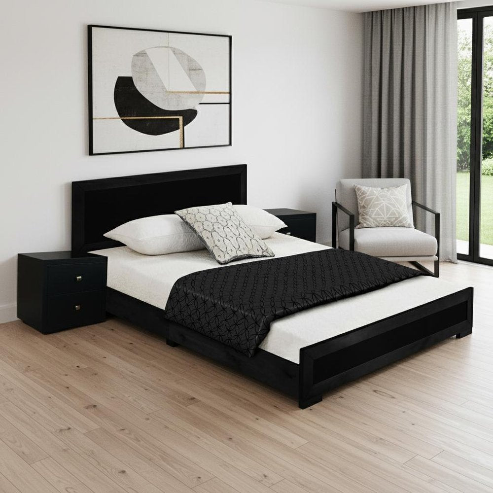 Black Wood Queen With Yes Bed Frame