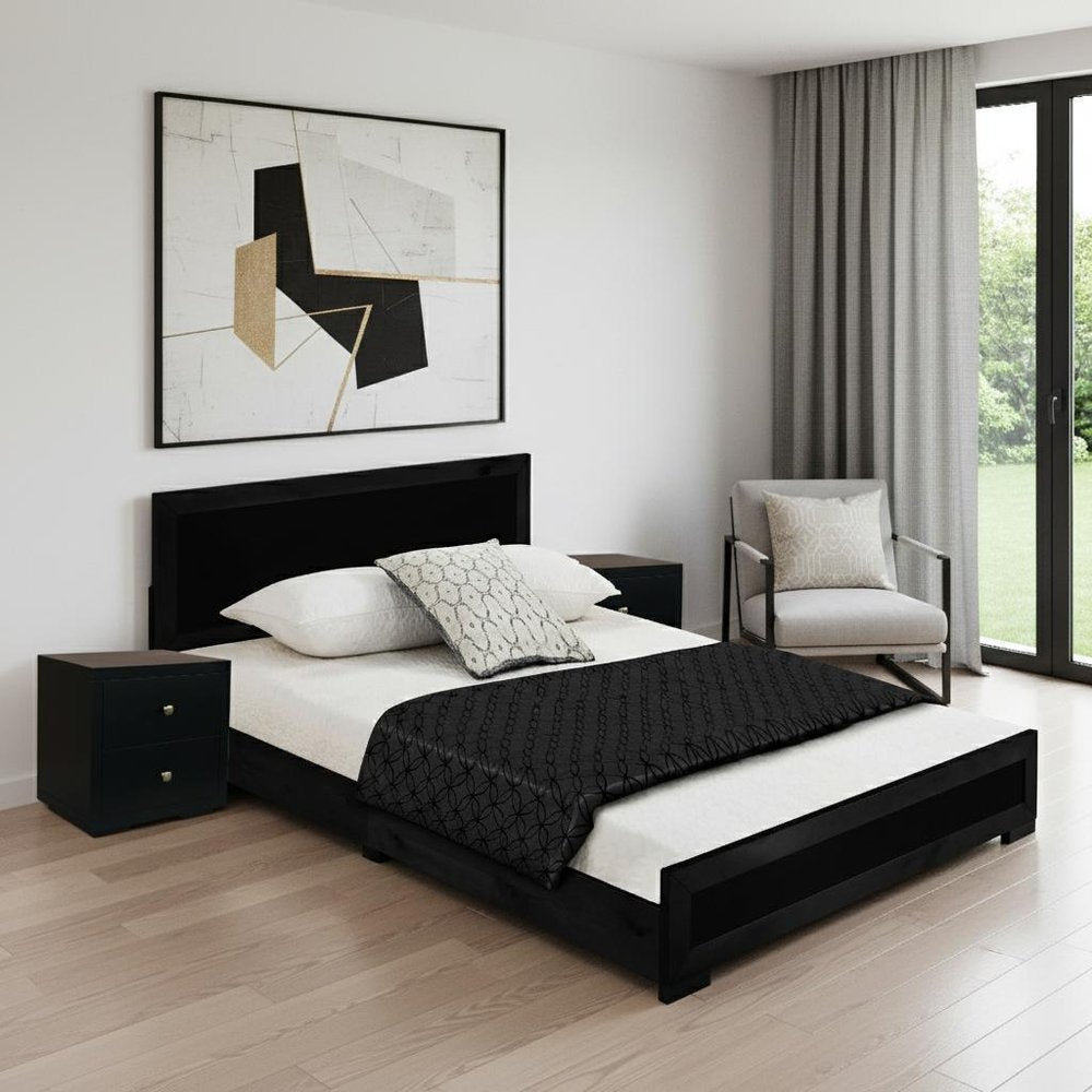 Black Wood Queen With Yes Bed Frame