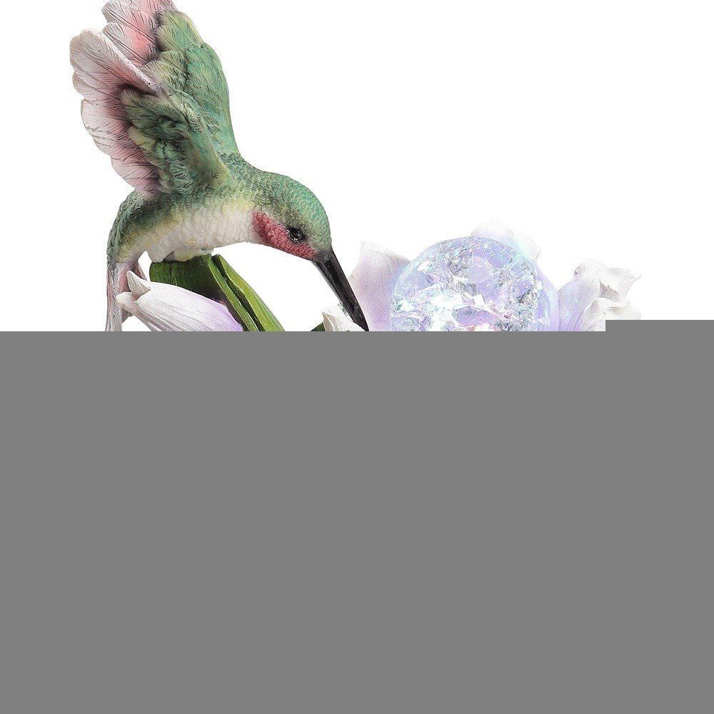 11" Pink Green And Brown Polyresin Hummingbird Tabletop Fountain