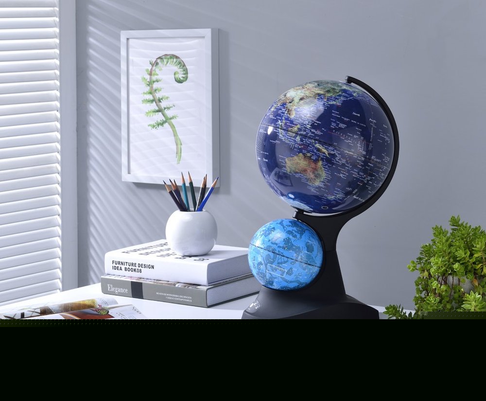 18" Blue Black And Navy Polyresin Dual Globe
