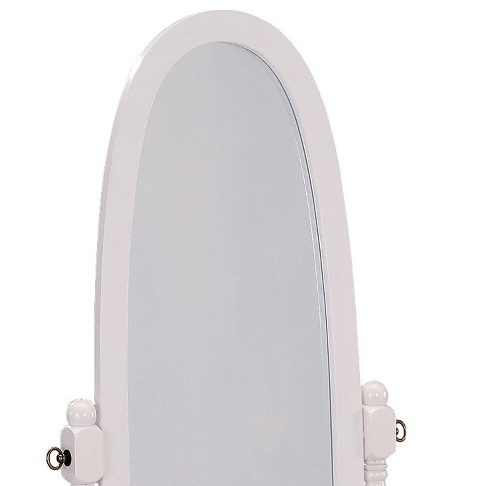 60" White Oval Wood Framed Freestanding Cheval Mirror