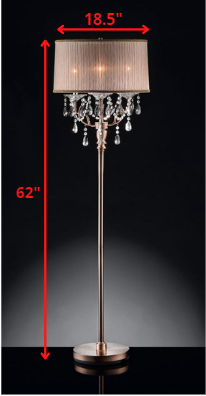 62" Silver Three Light Candelabra Floor Lamp With Pink Fabric Drum Shade