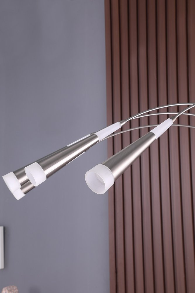 72" Silver Four Light LED Arc Floor Lamp With White
