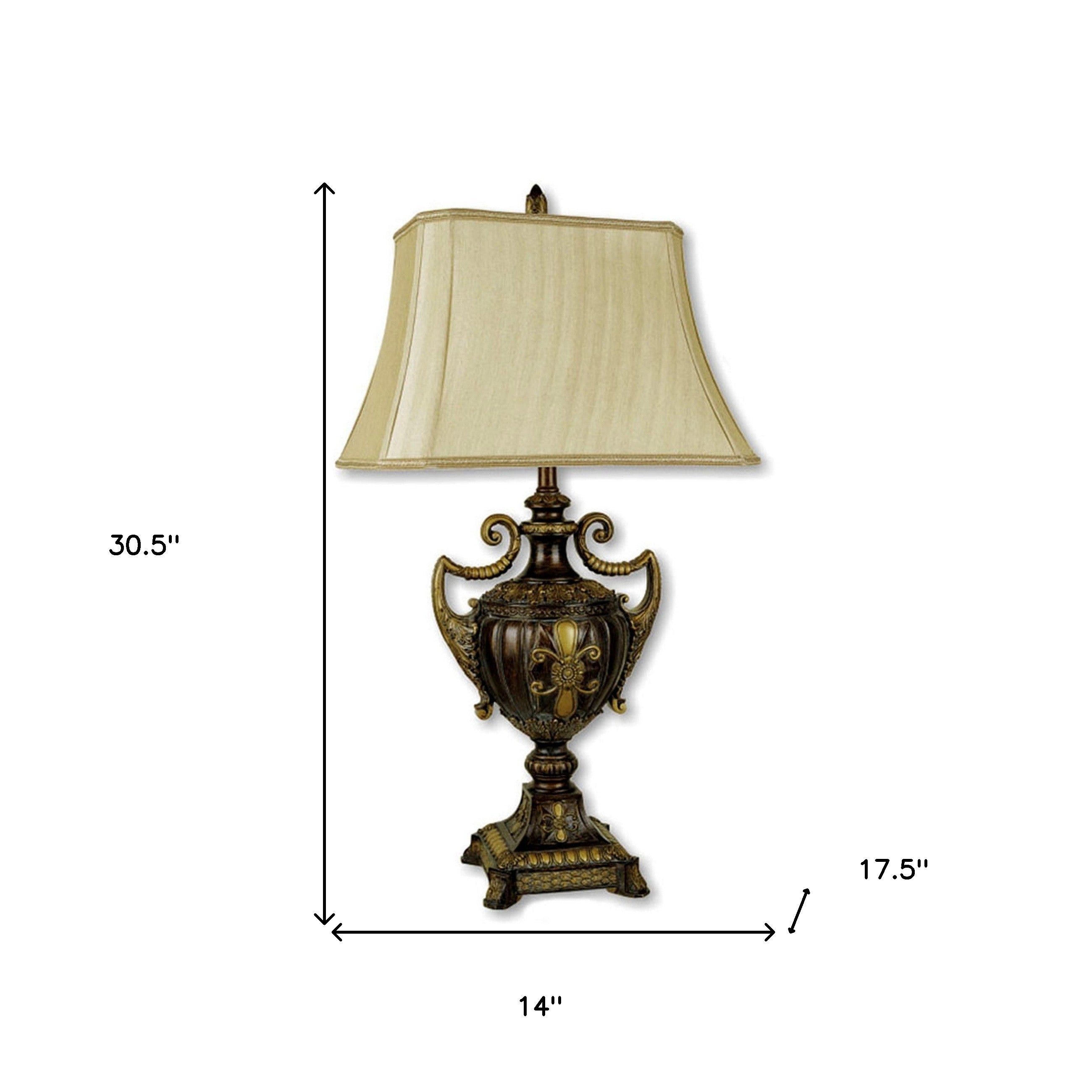 31" Gold Bedside Lamp With Bell Shade