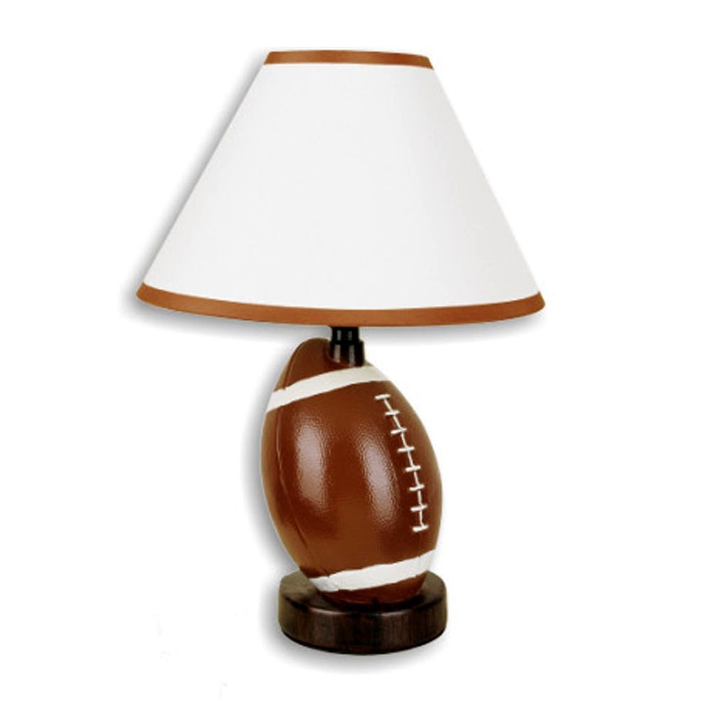 14" Brown Ceramic Novelty Bedside Lamp With Brown And White Empire Shade