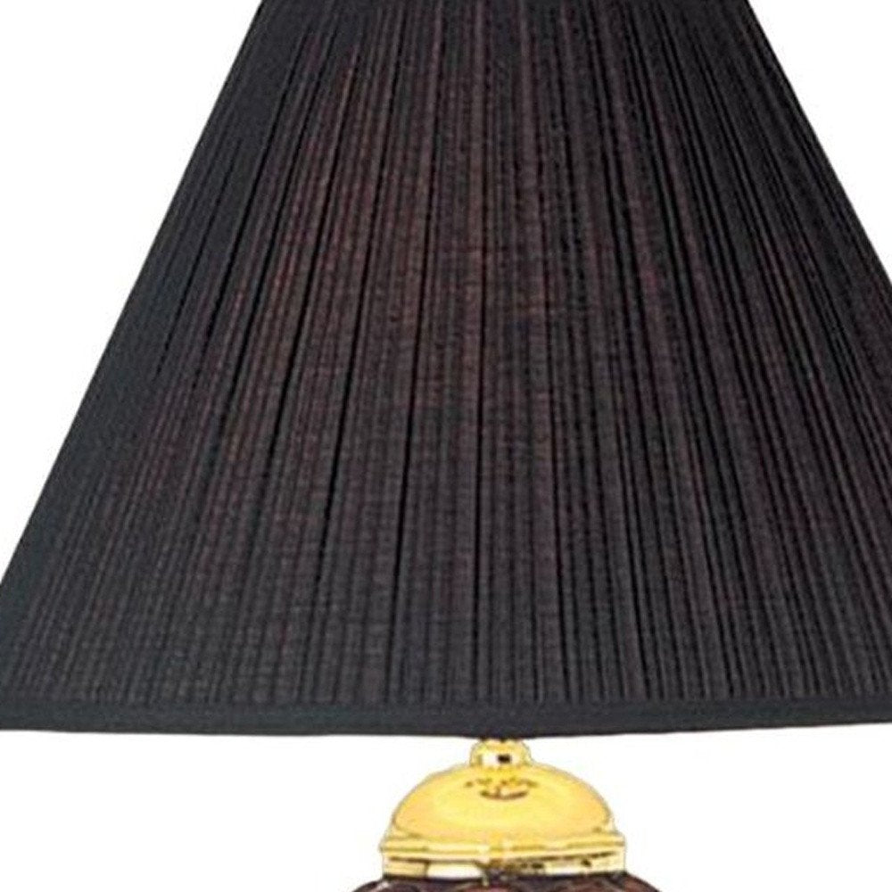 27" Ivory and Gold Ceramic Urn Table Lamp With Off White Empire Shade