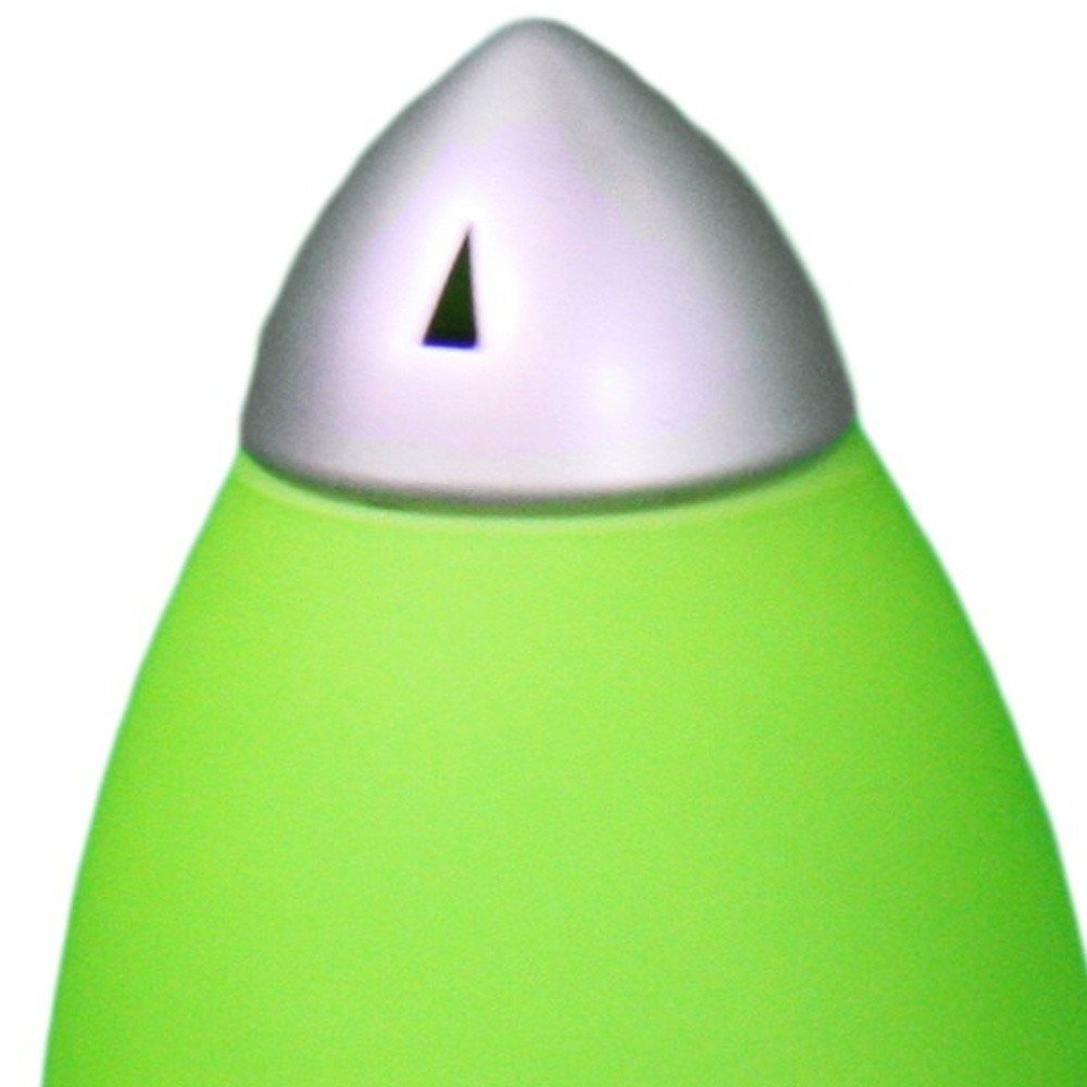 11" Green And Silver Acrylic And Metal Rocket Shaped Bedside Lamp