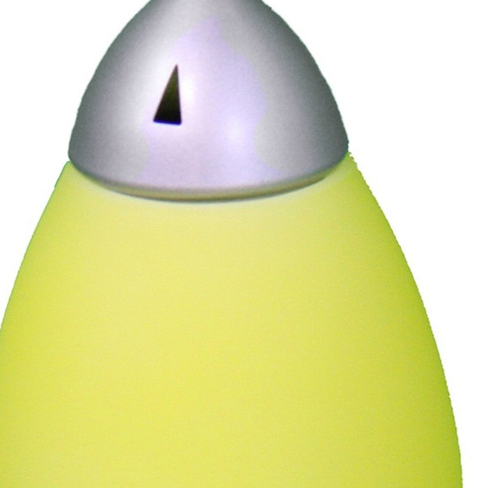 11" Yellow And Silver Acrylic And Metal Rocket Shaped Bedside Lamp