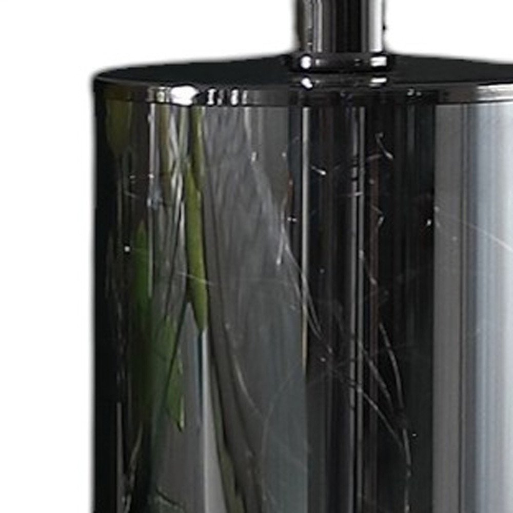 21" Glass LED Cylinder Table Lamp with Nightlight and White Drum Shade